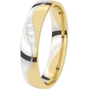 14K bicolor gouden trouwring diamant 4mm Mimosa