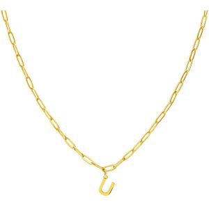 Stalen goldplated ketting closed forever letter U
