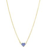 Stalen goldplated ketting met hart emaille lichtblauw