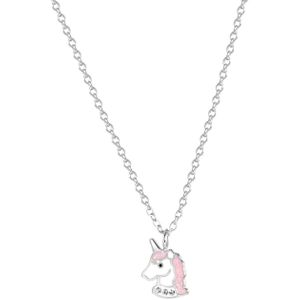 Zilveren kinderketting unicorn emaille