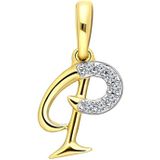 14K geelgouden alfabet hanger met diamant 0,03ct