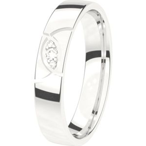 14K witte trouwring diamant 4mm Rozemarijn