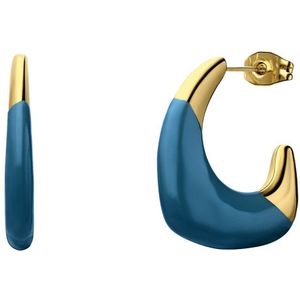 Stalen goldplated oorbellen blauw