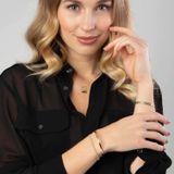 Lucardi Dames Bicolor armband fantasie - 14 karaat goud - Armband - Cadeau - 19 cm - Geelgoud en Witgoud