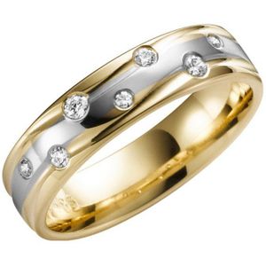 14K trouwring geel/wit  diamant Daisy Dames H73
