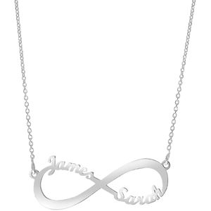 Zilveren naamketting infinity voor dames