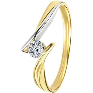 9 Karaat bicolor ring met zirkonia