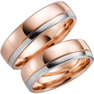 14K bicolour trouwring rose/wit Alyssa Dames H84R
