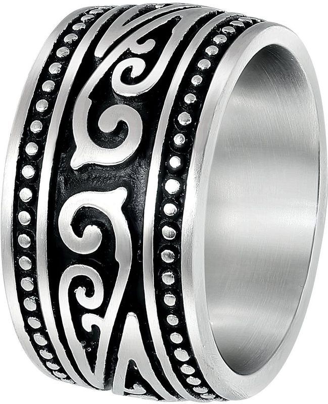 Stalen ring mat cloud met zwarte accenten
