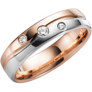 14K trouwring rose/wit met diamant Iris Dames H34R