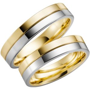 14 K bicolour trouwring geel/wit Orchid Dames H41