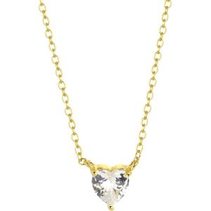 Zilveren goldplated ketting Love month stones hart