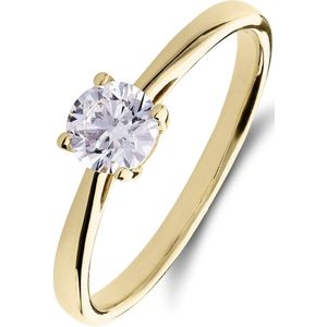 14 karaat geelgouden solitair ring met diamant 0,50ct