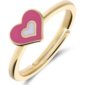 Zilveren goldplated ring emaille roze