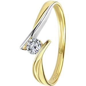 14 Karaat bicolor gouden ring met zirkonia