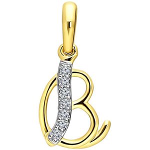 14K geelgouden alfabet hanger met diamant 0,03ct