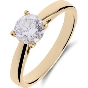 14 karaat geelgouden solitair ring met diamant 1ct.