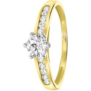 9 Karaat ring solitair met zirkonia