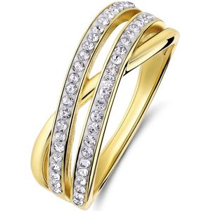 Zilveren goldplated ring kristal