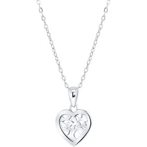 Lucardi Dames Ketting met Hanger Hart Levensboom - Echt Zilver - Ketting - Cadeau - 45 cm