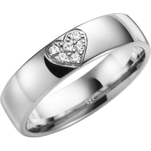 14K witgouden trouwring diamant Pioenroos H76W