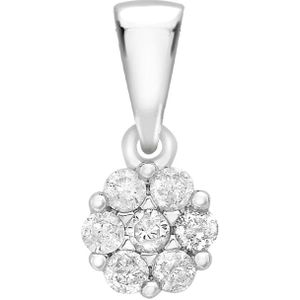 9 Karaat hanger wit bloem met diamant