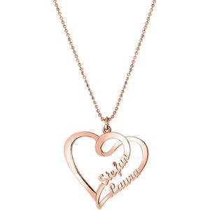 Zilveren naamketting rose sierhart voor dames