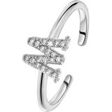 Zilveren ring alfabet met zirkonia