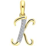 14K geelgouden alfabet hanger met diamant 0,03ct
