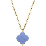 Stalen goldplated ketting met blauwe agaat