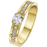 Gerecycleerd stalen goldplated aanzoeksring florence  zirkonia