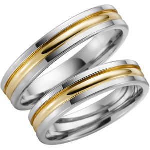 14 K bicolor trouwring wit/geel Kalina Dames H44