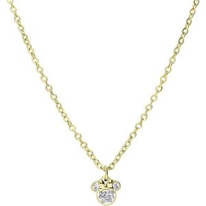 Stalen goldplated ketting Minnie Mouse met wit kristal