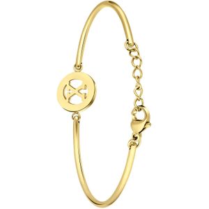 Stalen goldplated armband met letter - X