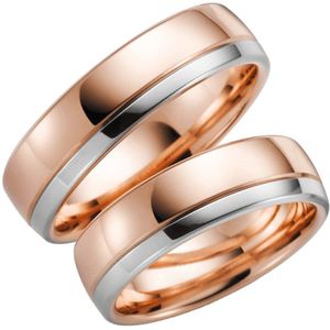 14K bicolour trouwring rose/wit Alyssa Heren H84R