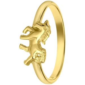 Zilveren goldplated kinderring met paard