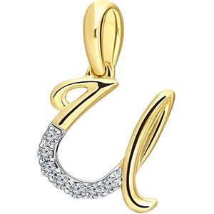 14K geelgouden alfabet hanger met diamant 0,03ct