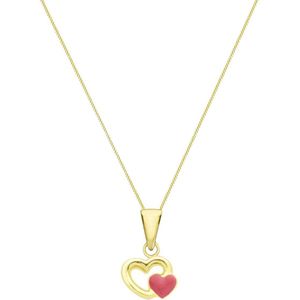 9 Karaat ketting met hanger hart roze