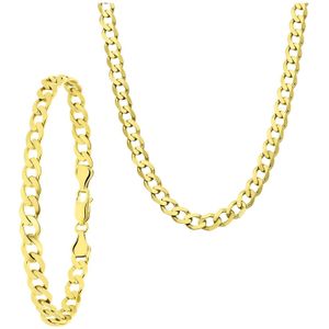Gerecycleerd zilveren goldplated set ketting&armband gourmet.
