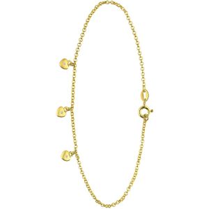 Zilveren goldplated enkelband hart zirkonia