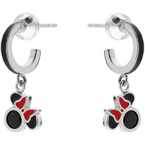 Zilveren oorbellen Mickey&Minnie zwart