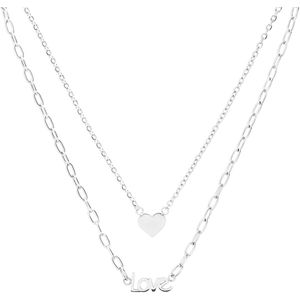 Myla stalen ketting met een hartje en love voor dames