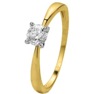 14 Karaat geelgouden ring solitair met zirkonia