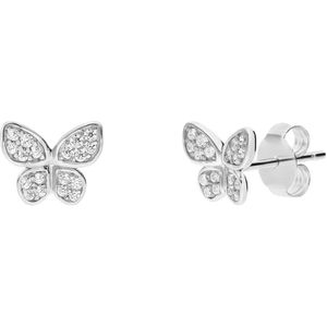 Zilveren oorknoppen vlinder zirkonia