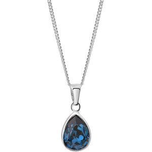 Zilveren ketting met blauwe kristal