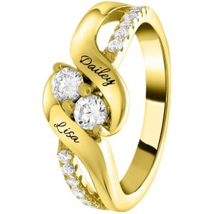 Zilveren ring gold gravering zirkonia