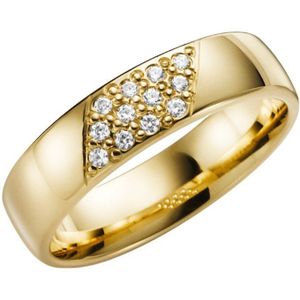 14K geelgouden trouwring diamant Pioenroos H75