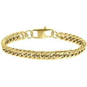 Gerecycleerd stalen goldplated armband met gourmetschakel