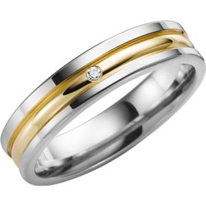 14K trouwring wit/geel diamant Kalina Dames H74