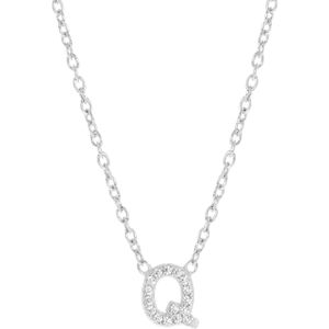 Zilveren ketting&hanger alfabet met zirkonia voor dames